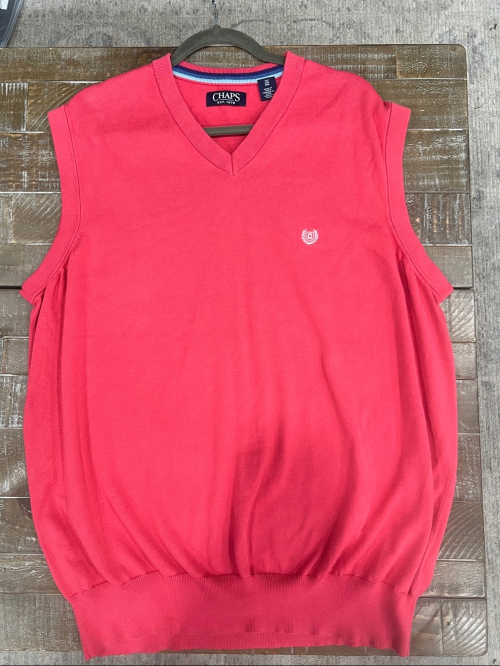 Chaps Coral-Red V-Neck Knit Vest